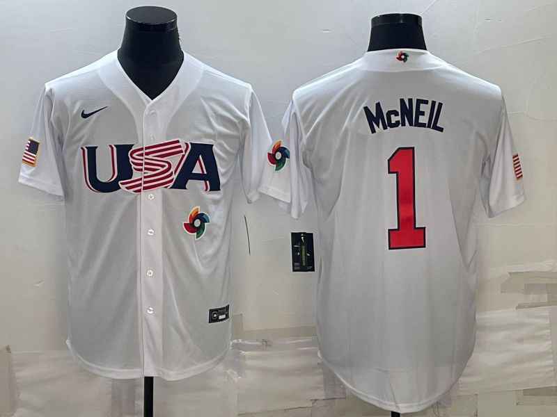 Men 2023 World Cub USA #1 Mcneil White Nike MLB Jersey->more jerseys->MLB Jersey